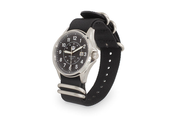 Automatic Field Watch with Stainless Steel Bracelet AND Black Nylon Strap