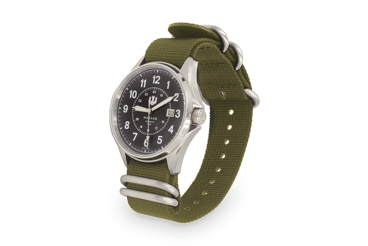 Automatic Field Watch with Green Nylon Strap