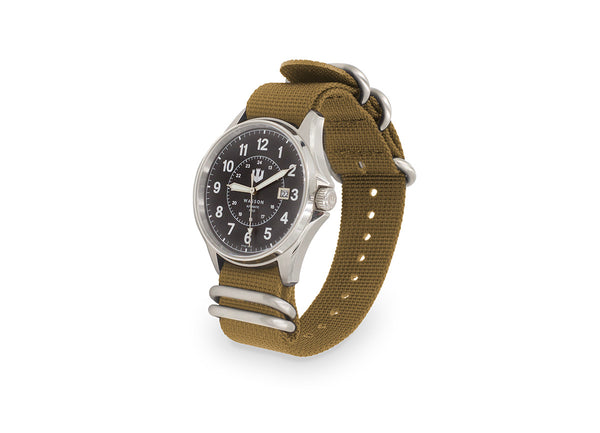 Automatic Field Watch with Stainless Steel Bracelet AND Khaki Nylon Strap