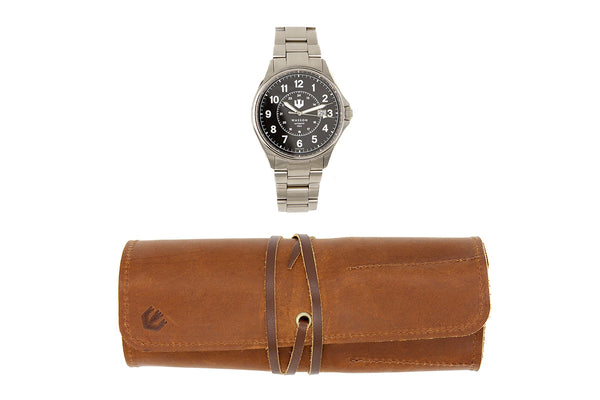 Automatic Field Watch with Stainless Steel Bracelet and Travel Roll
