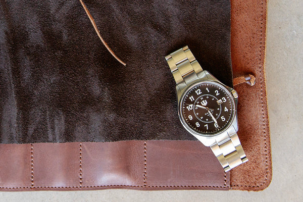 Automatic Field Watch with Stainless Steel Bracelet and Travel Roll